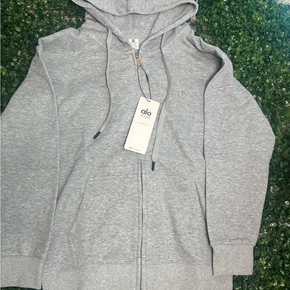 ALO Yoga Gray Full-Zip Hooded Sweatshirt